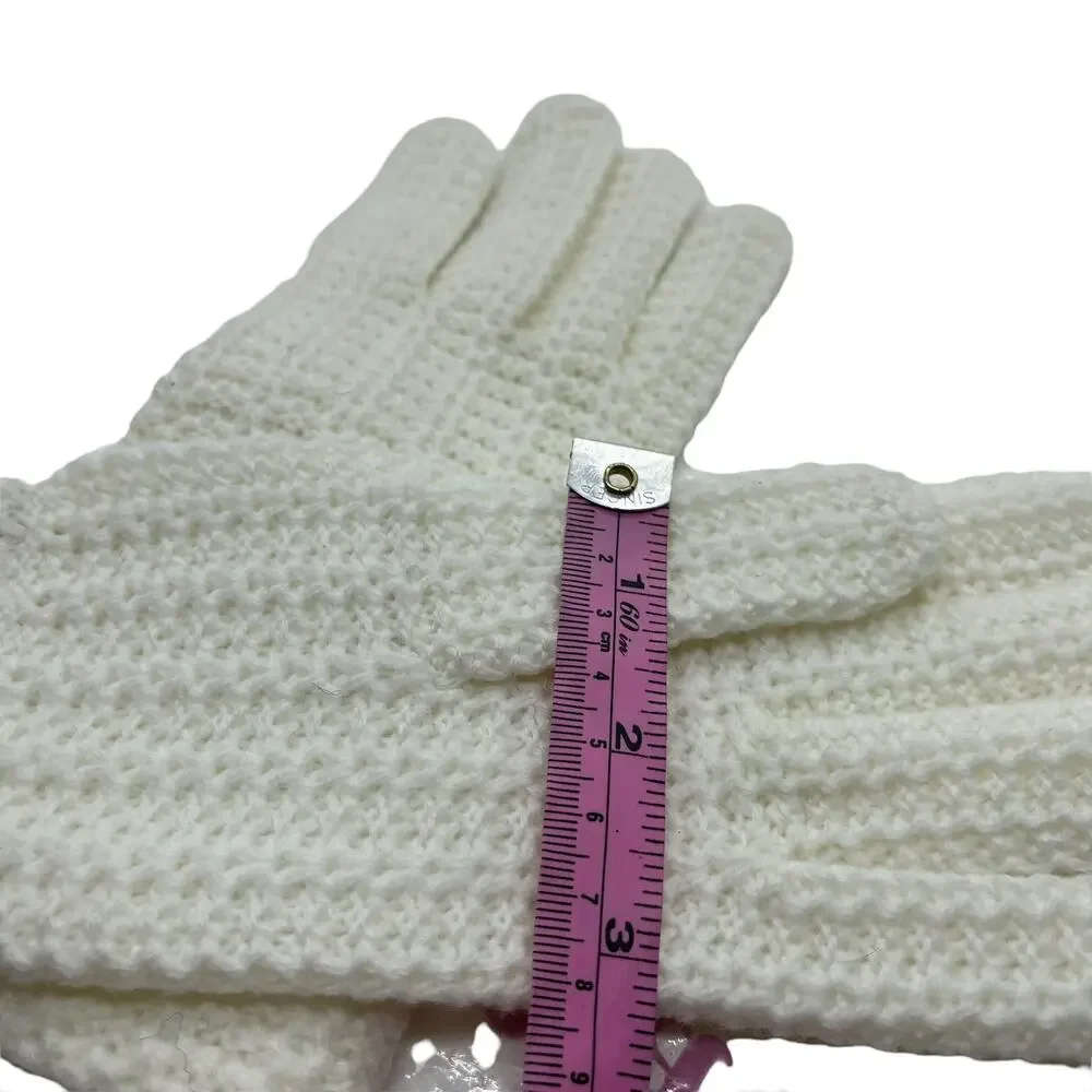Sweater Knit Gloves by Grandoe Creamy White 1960s In Package Women's Winter